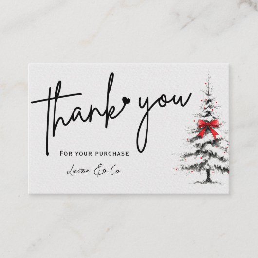 Winter Pine Tree Thank You Card Visitekaartje (Voorkant)
