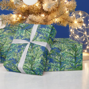 Winter Pine Tree Waterverf met de hand geschilderd Cadeaupapier
