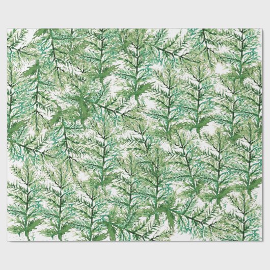 Winter Pine Tree Waterverf met de hand geschilderd Cadeaupapier (Vlak)