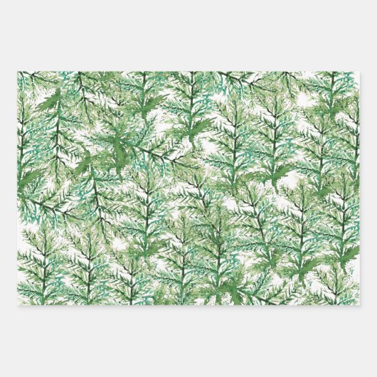 Winter Pine Tree Waterverf met de hand geschilderd Inpakpapier Vel (Voorkant 2)