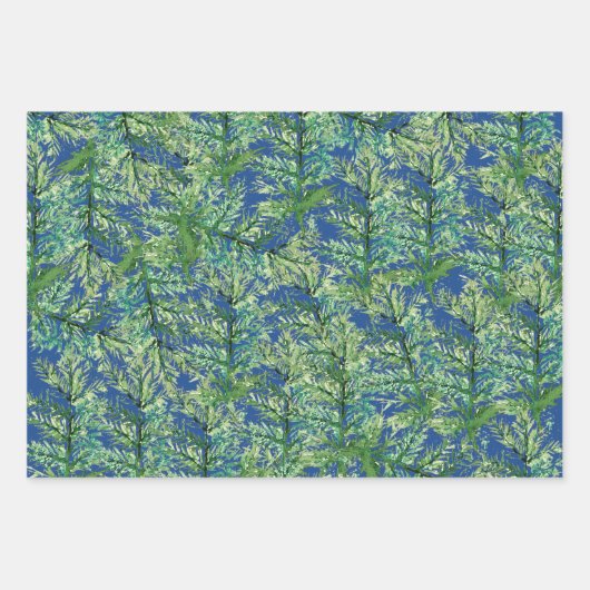 Winter Pine Tree Waterverf met de hand geschilderd Inpakpapier Vel (Voorkant)