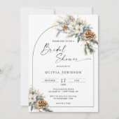 Winter Pine Tree White Floral Arch Vrijgezellenfee Kaart (Voorkant)