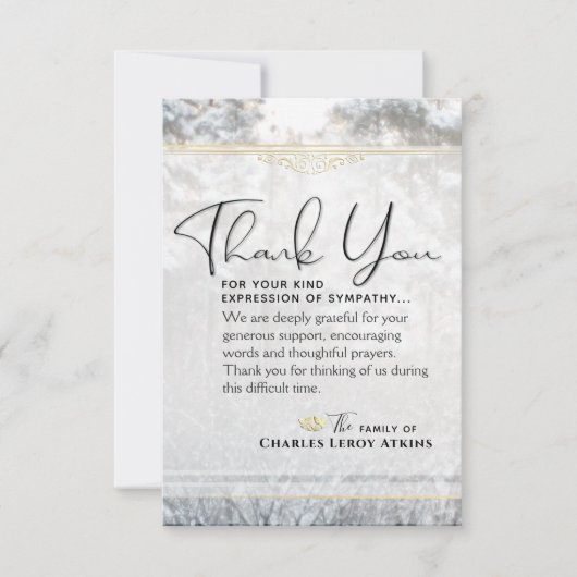 Winter Pine Trees 3.5x5 Sympathie Hartelijk dank Bedankkaart (Voorkant)