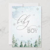 Winter Pine Trees Baby Boy Baby shower Kaart (Achterkant)