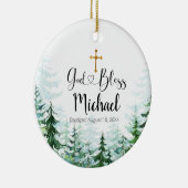 Winter Pine Trees Baptisme Ornament God Bless (Rechts)