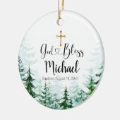 Winter Pine Trees Baptisme Ornament God Bless (Links)