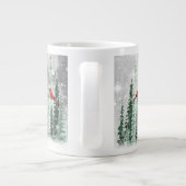 Winter Pine Trees Christmas Red Cardinals Grote Koffiekop (Achterkant)