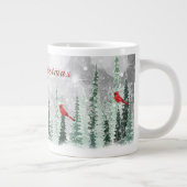 Winter Pine Trees Christmas Red Cardinals Grote Koffiekop (Rechts)