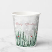 Winter Pine Trees Christmas Red Cardinals Papieren Bekers (Achterkant)