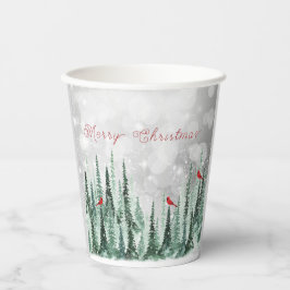 Winter Pine Trees Christmas Red Cardinals Papieren Bekers