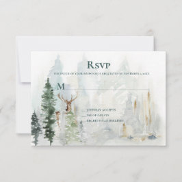 Winter Pine Trees Deer Antlers Snow RSVP