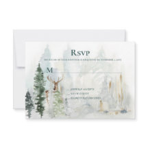Winter Pine Trees Deer Antlers Snow RSVP