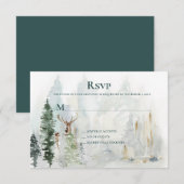 Winter Pine Trees Deer Antlers Snow RSVP Kaartje (Voorkant / Achterkant)