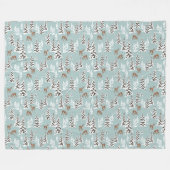 Winter Pine Trees en Cute Deer Fleece Deken (Voorkant (Horizontaal))
