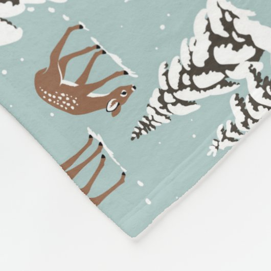 Winter Pine Trees en Cute Deer Fleece Deken (Hoek)