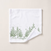 Winter Pine Trees en Deer CHANGE COLOR Bad Handdoek (Wasdoekje)
