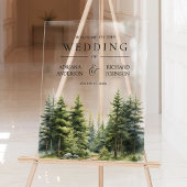 Winter Pine Trees Forest Wedding Welcome Acryl Bord