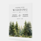 Winter Pine Trees Forest Wedding Welcome Acryl Bord (Hoek)