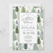Winter Pine Trees Holiday Party Kaart (Voorkant)