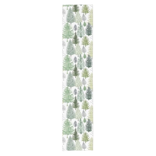 Winter Pine Trees Holiday Table Runner Korte Tafelloper (Voorkant)