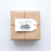 Winter Pine Trees Kerstmis Custom Cadeaulabel