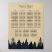Winter Pine Trees Kraft Wedding Seding Chart Poster (Voorkant)