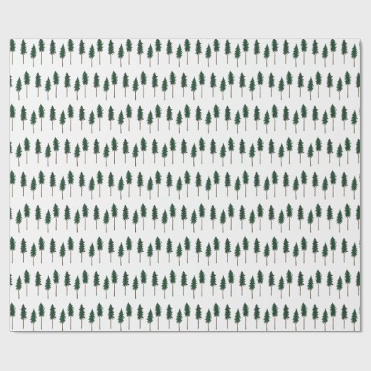 Winter Pine Trees Minimalist Retro Forest Pattern Cadeaupapier (Vlak)