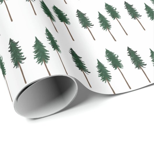 Winter Pine Trees Minimalist Retro Forest Pattern  Cadeaupapier (Rol Hoek)