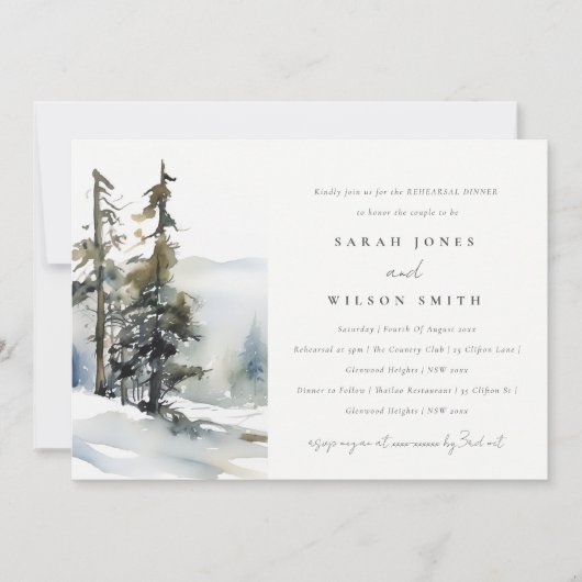 Winter Pine Trees Sneeuwlandschap repetitie diner Kaart (Voorkant)