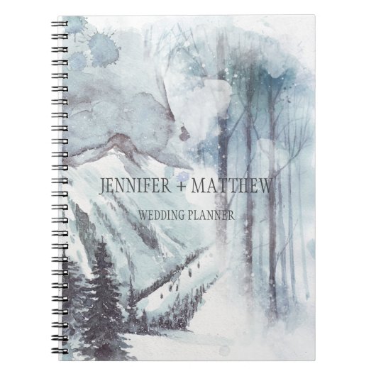 Winter Pine Trees Snow Mountains Wedding Planner Notitieboek (Voorkant)