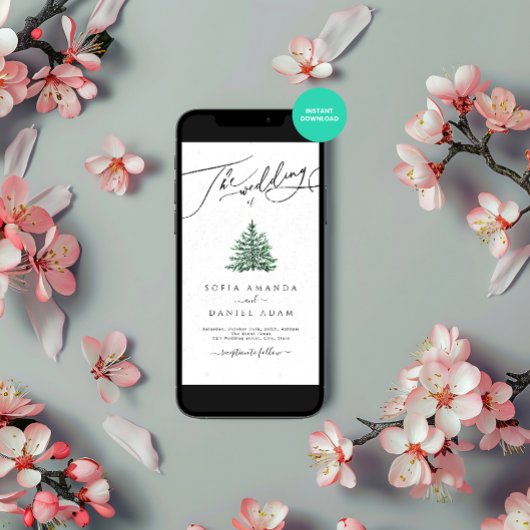 Winter Pine Trees Snow Wedding Kaart