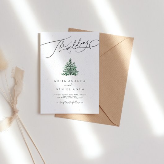 Winter Pine Trees Snow Wedding Kaart