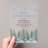 Winter Pine Trees Snowflakes Bridal Shower Acryl Uitnodigingen (Insitu (Draagbaar))