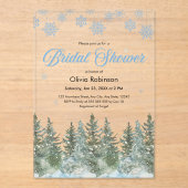 Winter Pine Trees Snowflakes Bridal Shower Acryl Uitnodigingen (Voorkant)
