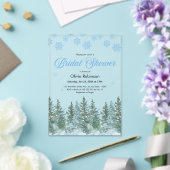 Winter Pine Trees Snowflakes Bridal Shower Acryl Uitnodigingen (Insitu (Huwelijk))