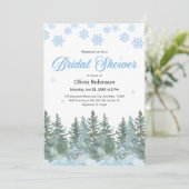 Winter Pine Trees Snowflakes Bridal Shower Kaart (Staand voorkant)