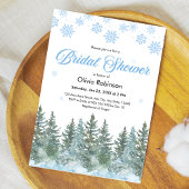 Winter Pine Trees Snowflakes Bridal Shower Kaart
