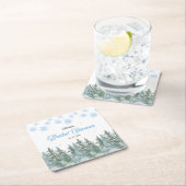 Winter Pine Trees Snowflakes Bridal Shower Kartonnen Onderzetters (Insitu)
