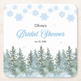 Winter Pine Trees Snowflakes Bridal Shower Kartonnen Onderzetters