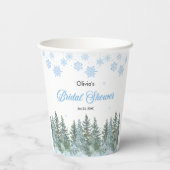 Winter Pine Trees Snowflakes Bridal Shower Papieren Bekers (Achterkant)