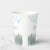 Winter Pine Trees Snowflakes Bridal Shower Papieren Bekers (Rechts)