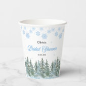 Winter Pine Trees Snowflakes Bridal Shower  Papieren Bekers (Voorkant)