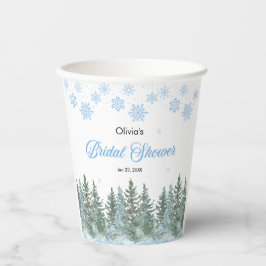 Winter Pine Trees Snowflakes Bridal Shower Papieren Bekers