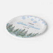 Winter Pine Trees Snowflakes Bridal Shower Papieren Bordje (Gekanteld)