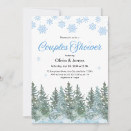 Winter Pine Trees Snowflakes Couples Bridal Shower Kaart