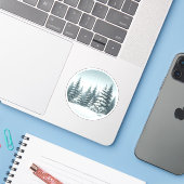 Winter Pine Trees Sticker (Laptop met iPhone)