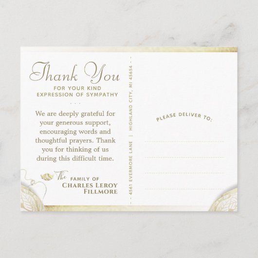 Winter Pine Trees Sympathie Dank u Briefkaart (Achterkant)