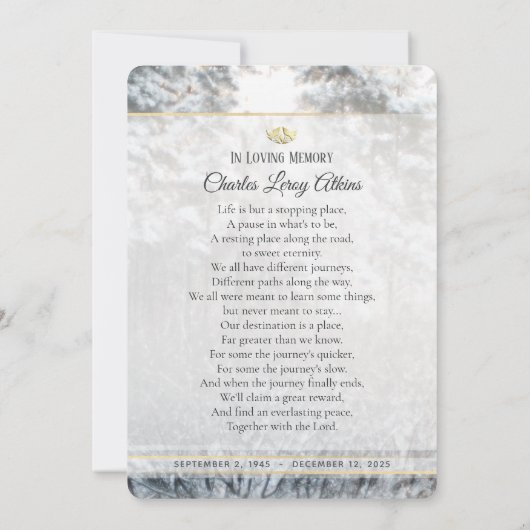 Winter Pine Trees Sympathie Hartelijk dank Kaart (Achterkant)