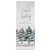 Winter Pine Trees Vakantie Gepersonaliseerd Wijn Cadeautas (Voorkant)