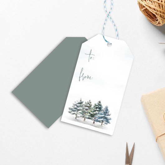 Winter Pine Trees van Kerstmis tot Kerstmis Cadeaulabel